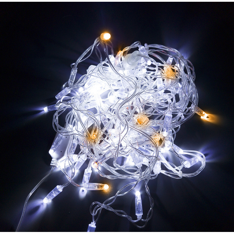 Гірлянда вулична STARLIGHT бахрома білий/жовтий Flash 75LED IP44 прозорий 2x0,7м
