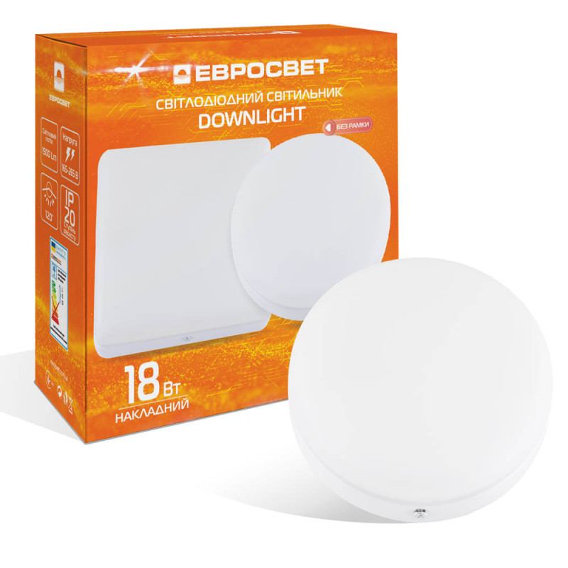 Світильник точковий накладний Євросвітло 18Вт коло LED-SR-120-18 4200К без рамки