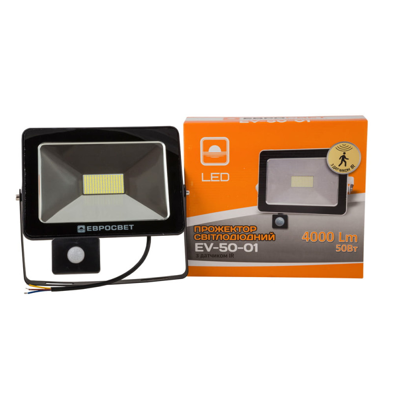 Прожектор з датчиком руху EVRO LIGHT EV-50-01 STAND 4000Лм з датчиком