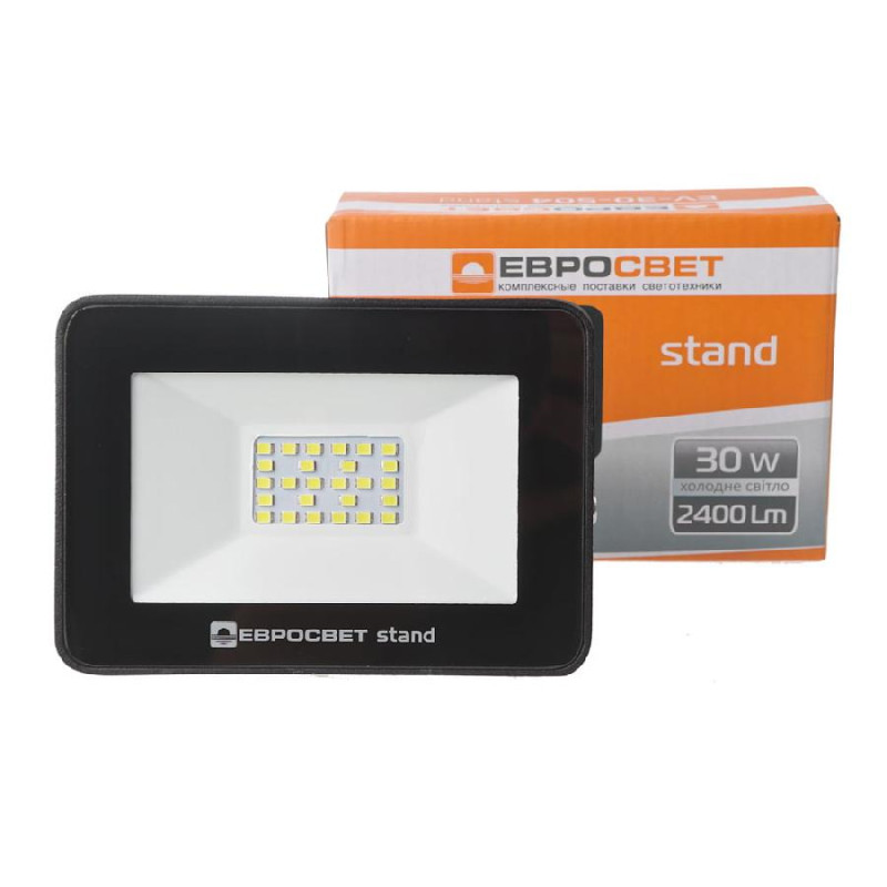 Прожектор світлодіодний ЕВРОСВЕТ 30Вт 6400К EV-30-504 STAND 2400Лм