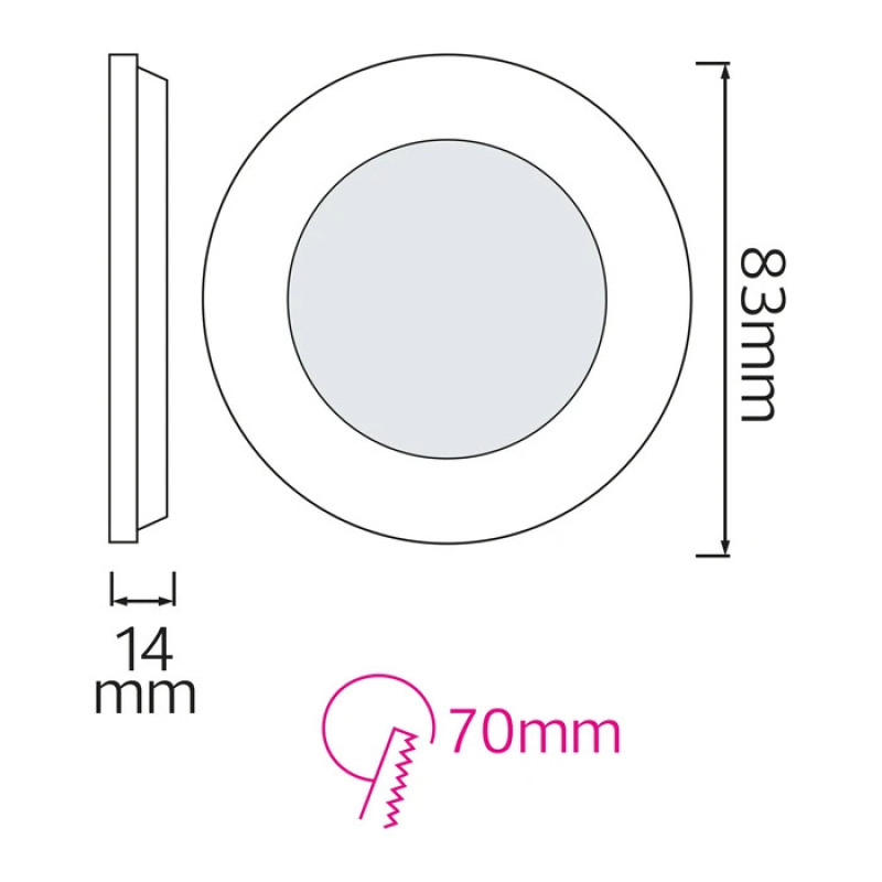 Світлодіодний світильник врізний Slim-3 3W 6400K