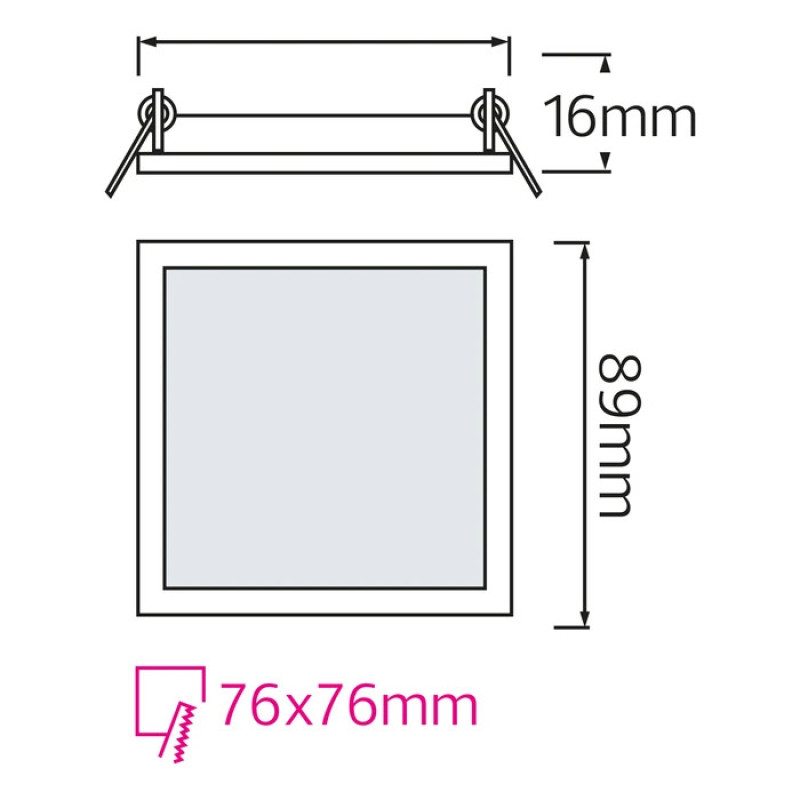 Світлодіодний світильник врізний Slim/Sq-3 3W 4200К