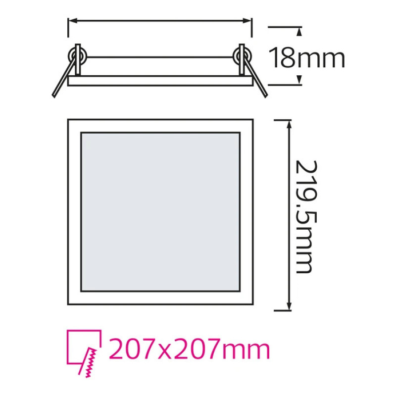 Світлодіодний світильник врізний Slim/Sq-18 18W 6400K