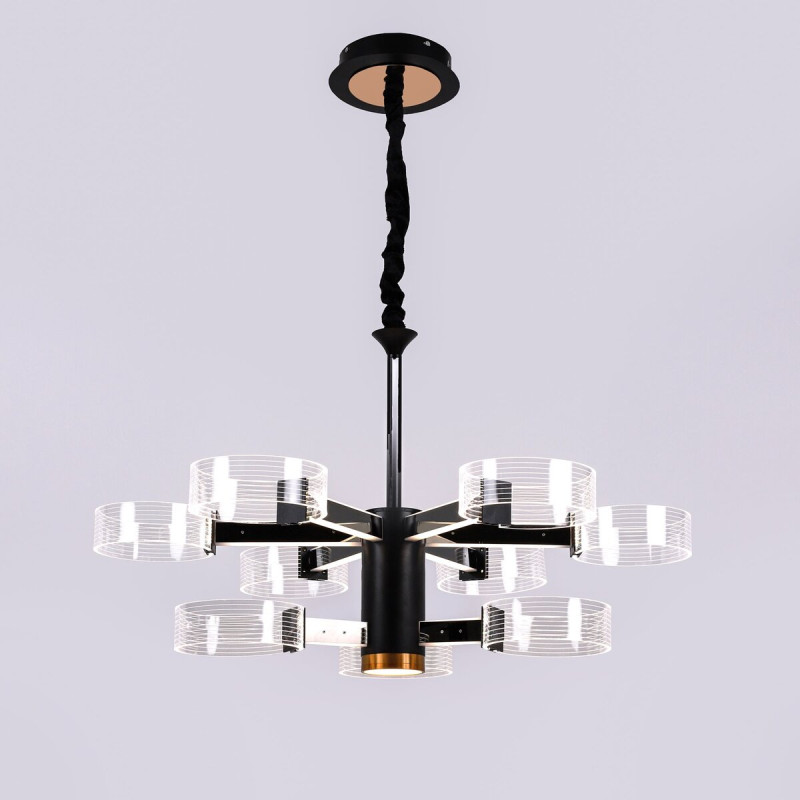 Люстра світлодіодна акрілова Sirius N 3705-6+3 BLACK+GD 98W