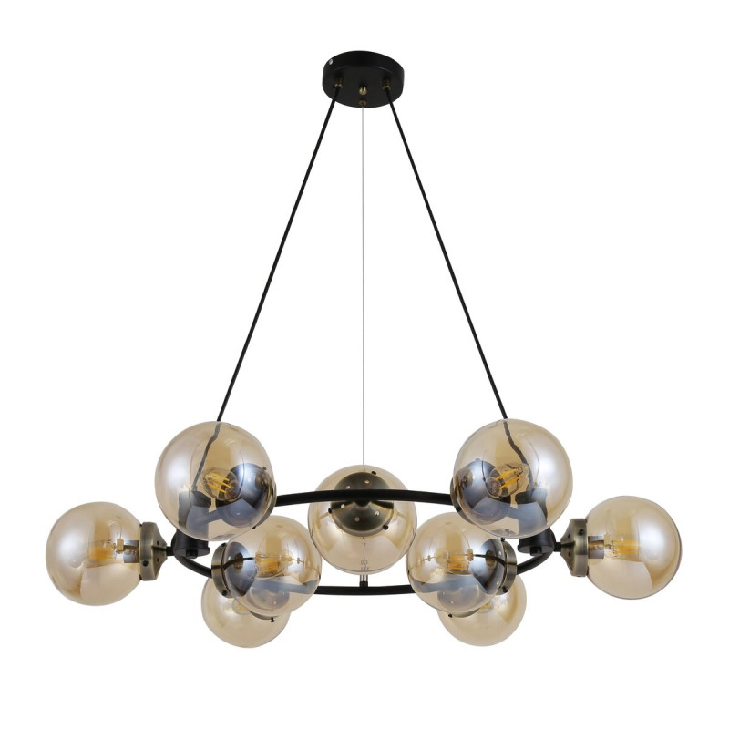 Люстра підвісна 74405/9 Antique Brass + Matte black на 9 плафонів