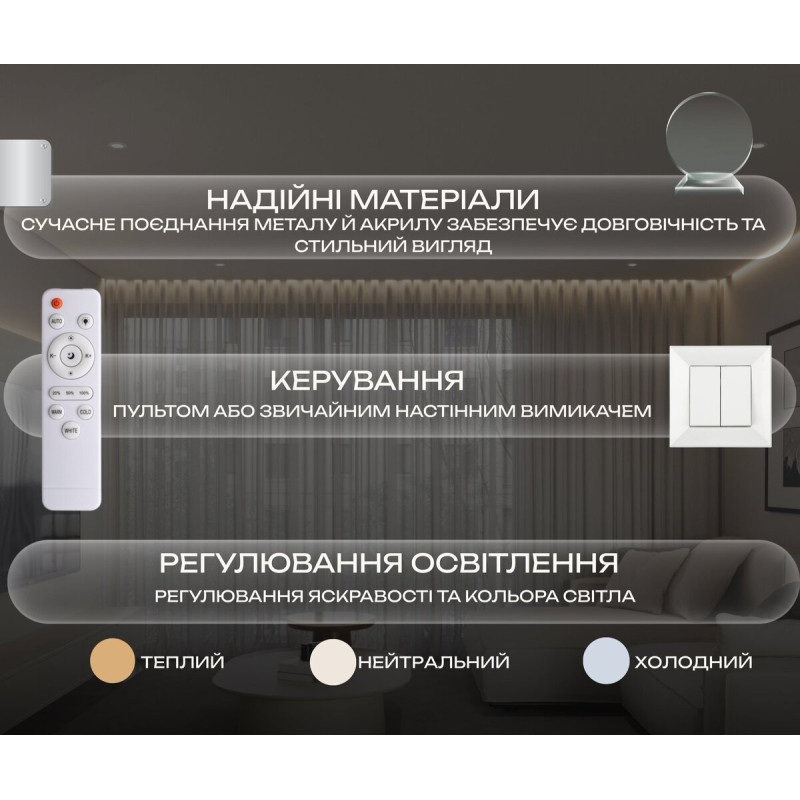 Світлодіодна люстра VALESO G 2929/4BIG 88W Білий