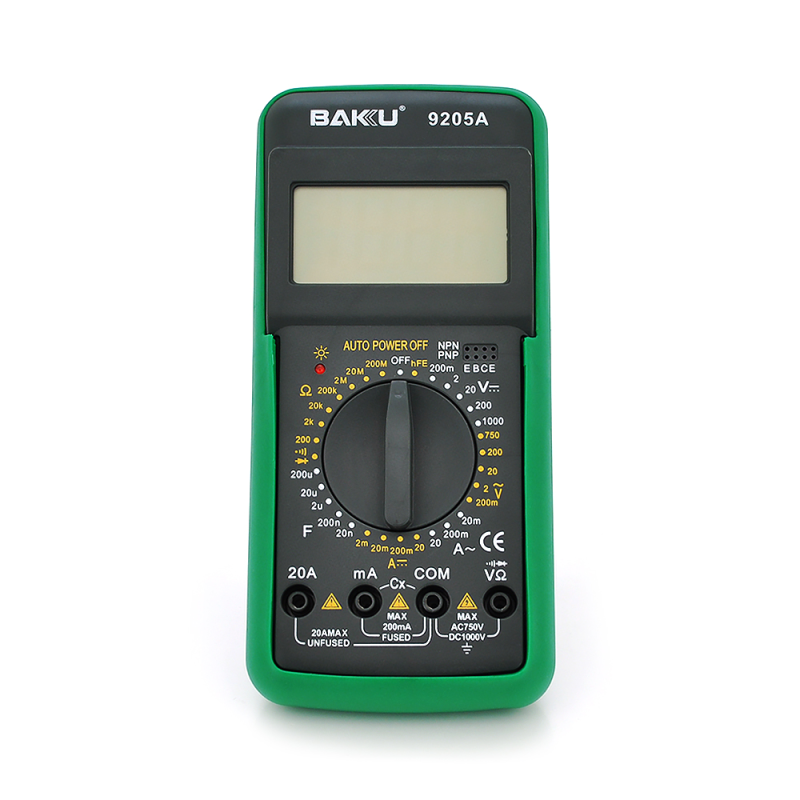Мультиметр BAKKU BK-9205A Вимірювання: V DC, V AC, A DC, A AC, Ω, C, hFE, діод, транзистор Мультиметр BAKKU BK-9205A Вимірювання: V DC, V AC, A DC, A AC, Ω, C, hFE, діод, транзистор