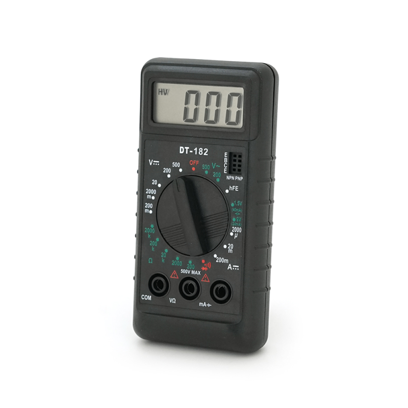 Мультиметр DT-182, Вимірювання: V, A, R, 110г, 100*50*20mm, Q100 Мультиметр DT-182, Вимірювання: V, A, R, 110г, 100*50*20mm, Q100