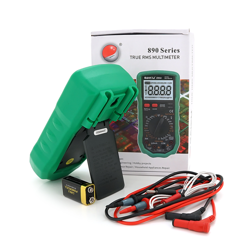 Мультиметр BAKKU BA-890A Вимірювання: V DC, V AC, A DC, A AC, Ω, C, hFE, діод, транзистор Функції: продзвонювання, підсвічування Мультиметр BAKKU BA-890A Вимірювання: V DC, V AC, A DC, A AC, Ω, C, hFE, діод, транзистор Функції: продзвонювання, підсвічуван