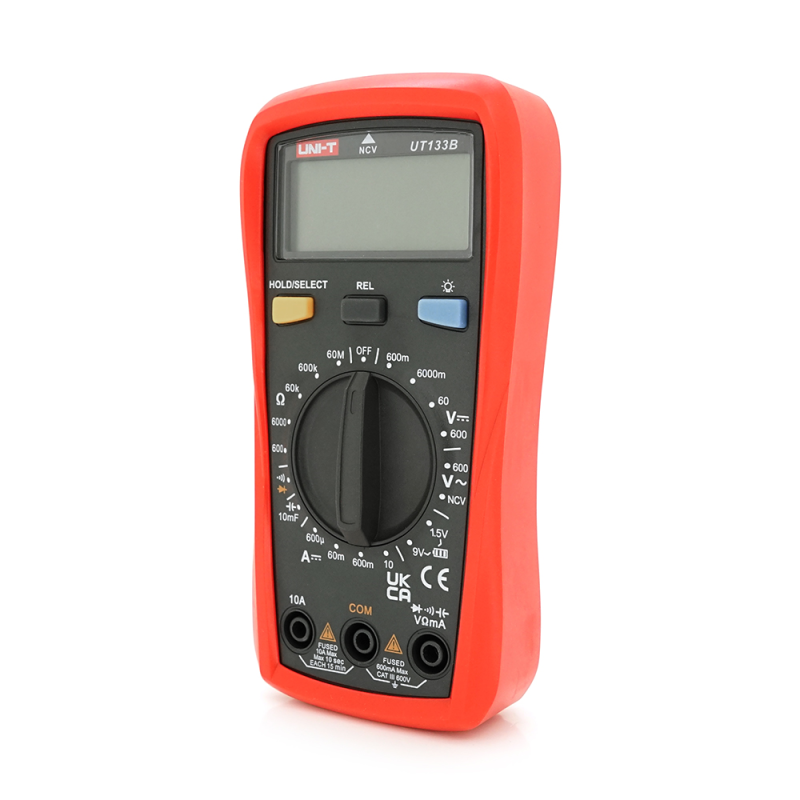 Мультиметр UNI-T UT133B Вимірювання: V (AC/DC), A (DC), Ω, C, NCV. Функції: продзвонювання, тест діодів, перевірка батарей Мультиметр UNI-T UT133B Вимірювання: V (AC/DC), A (DC), Ω, C, NCV. Функції: продзвонювання, тест діодів, перевірка батарей