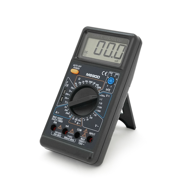 Мультиметр M-890D Вимірювання: V (AC/DC), A (AC/DC), Ω, C, hFE. Функції: продзвонювання, тест діодів, транзисторів. Мультиметр M-890D Вимірювання: V (AC/DC), A (AC/DC), Ω, C, hFE. Функції: продзвонювання, тест діодів, транзисторів.