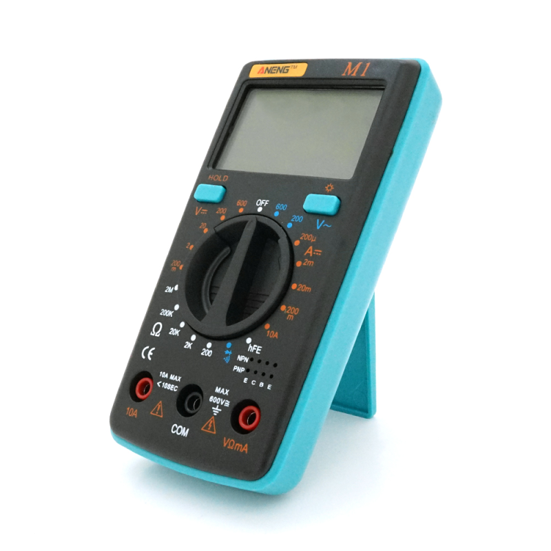 Мультиметр ANENG AN-M1. Вимірювання: VDC, VAC, ADC, Ω. Функції: продзвонювання, перевірка діодів, тест транзисторів, Hold, підсвічування. Мультиметр ANENG AN-M1. Вимірювання: VDC, VAC, ADC, Ω. Функції: продзвонювання, перевірка діодів, тест транзисторів, 
