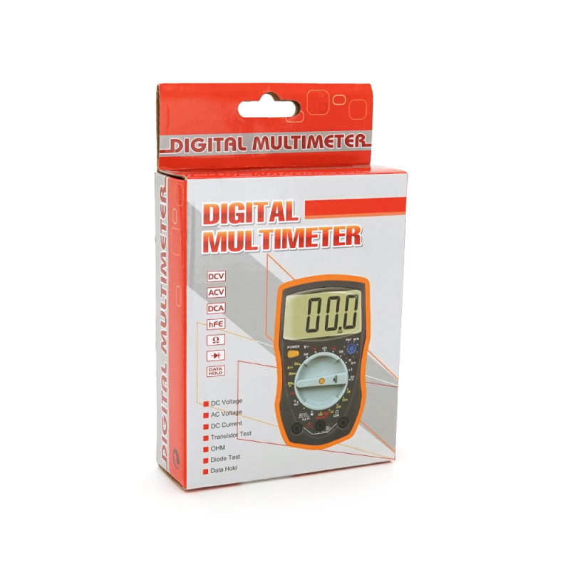 Мультиметр HAOYUE DT-33C Вимірювання: V (AC/DC), A (AC/DC), Ω, hFE, дзвінки. Функції: Data Hold, тест діодів, термопара. Мультиметр HAOYUE DT-33C Вимірювання: V (AC/DC), A (AC/DC), Ω, hFE, дзвінки. Функції: Data Hold, тест діодів, термопара.