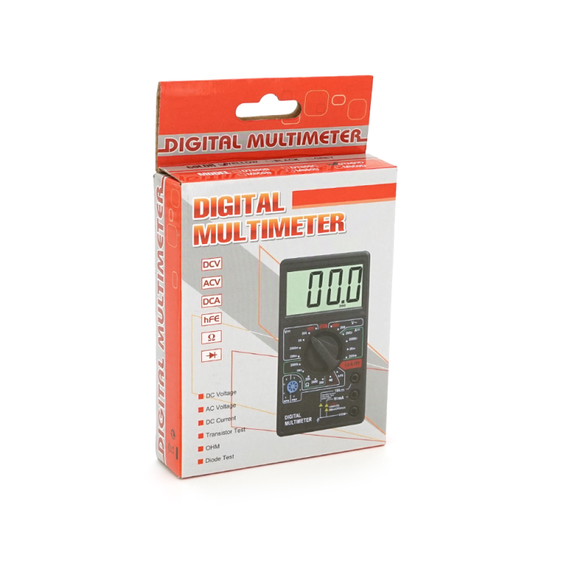 Мультиметр HAOYUE DT-860D Вимірювання: V (AC/DC), A (DC), Ω, тест діодів, продзвонювання. Функції: Data Hold.