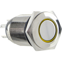TYJ 16-261  Кнопка металева пласка з підсвічуванням, 1NO+1NC, жовта  220V.
