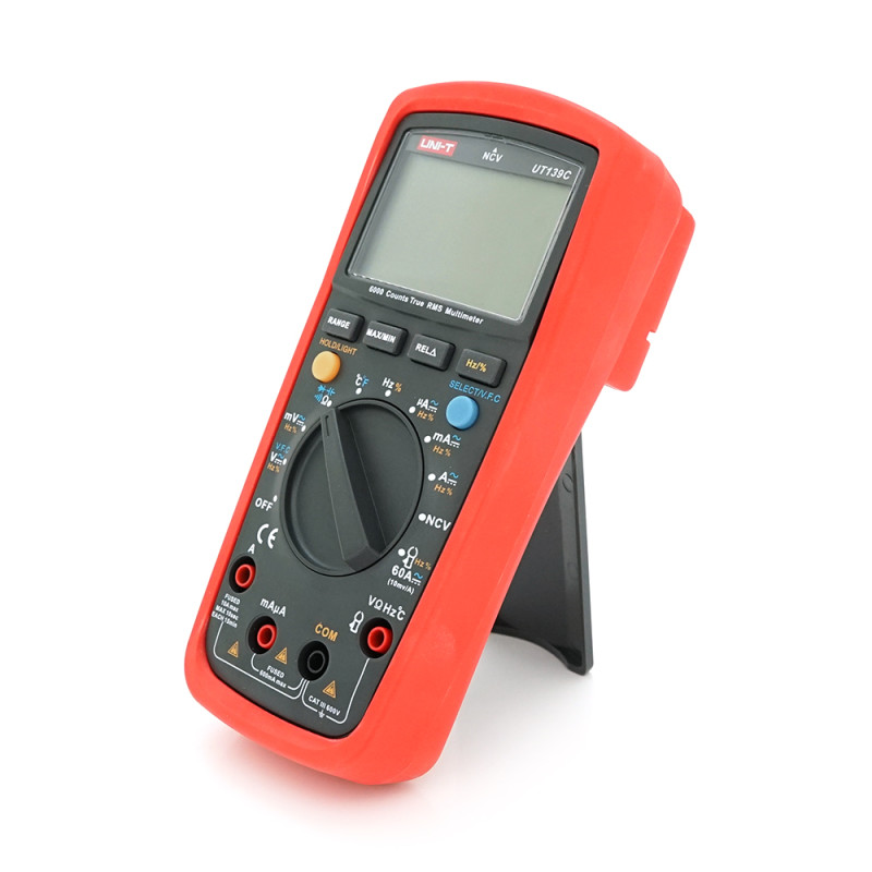 Мультиметр UNI-T UT139C Вимірювання: V (AC/DC), A (AC/DC), Ω, C, Hz, °C/°F. Функції: Data Hold, Auto Range, продзвонювання, тест діодів. Мультиметр UNI-T UT139C Вимірювання: V (AC/DC), A (AC/DC), Ω, C, Hz, °C/°F. Функції: Data Hold, Auto Range, продзвонюв
