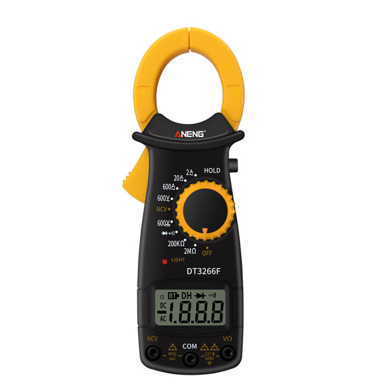 Токові кліщі-мультиметр ANENG DT3266F. Вимірювання: V DC, V AC, A AC, Ω, NCV. Функції: продзвонювання, перевірка діодів, Hold, індикація фази. Токові кліщі-мультиметр ANENG DT3266F. Вимірювання: V DC, V AC, A AC, Ω, NCV. Функції: продзвонювання, перевірка