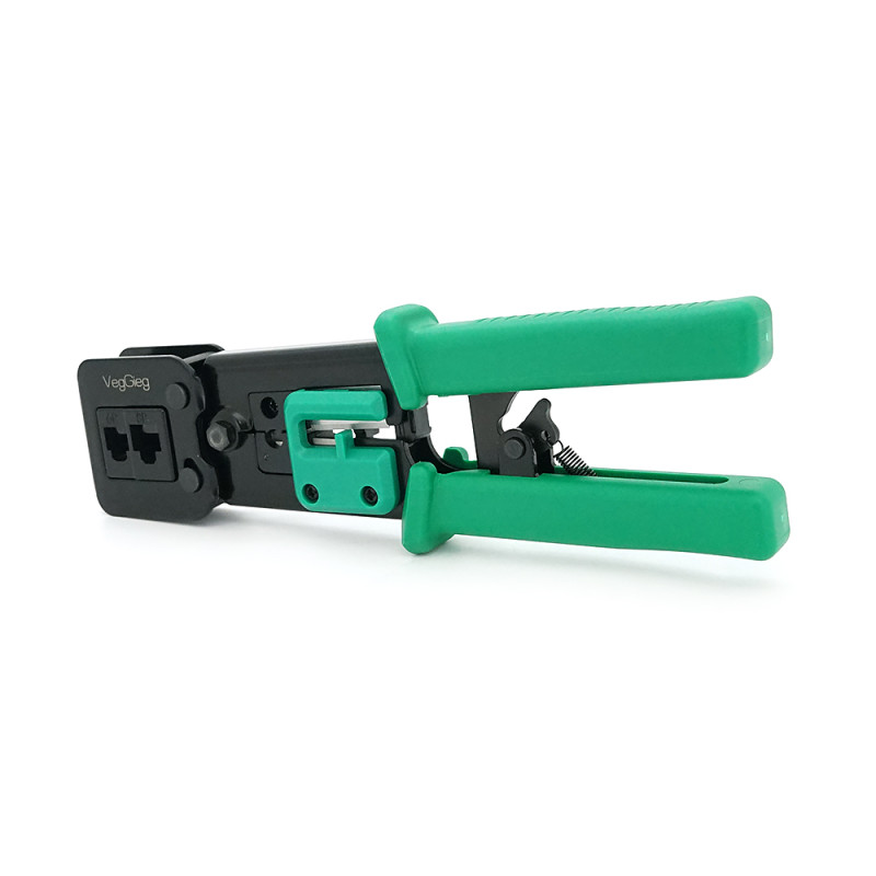 Інструмент VegGieg V-E113 для обтискання RJ-45 (8P8C) та RJ-12/11 (6P6C) 4P4C, Чорно/Зелені Q10 Інструмент VegGieg V-E113 для обтискання RJ-45 (8P8C) та RJ-12/11 (6P6C) 4P4C, Чорно/Зелені Q10