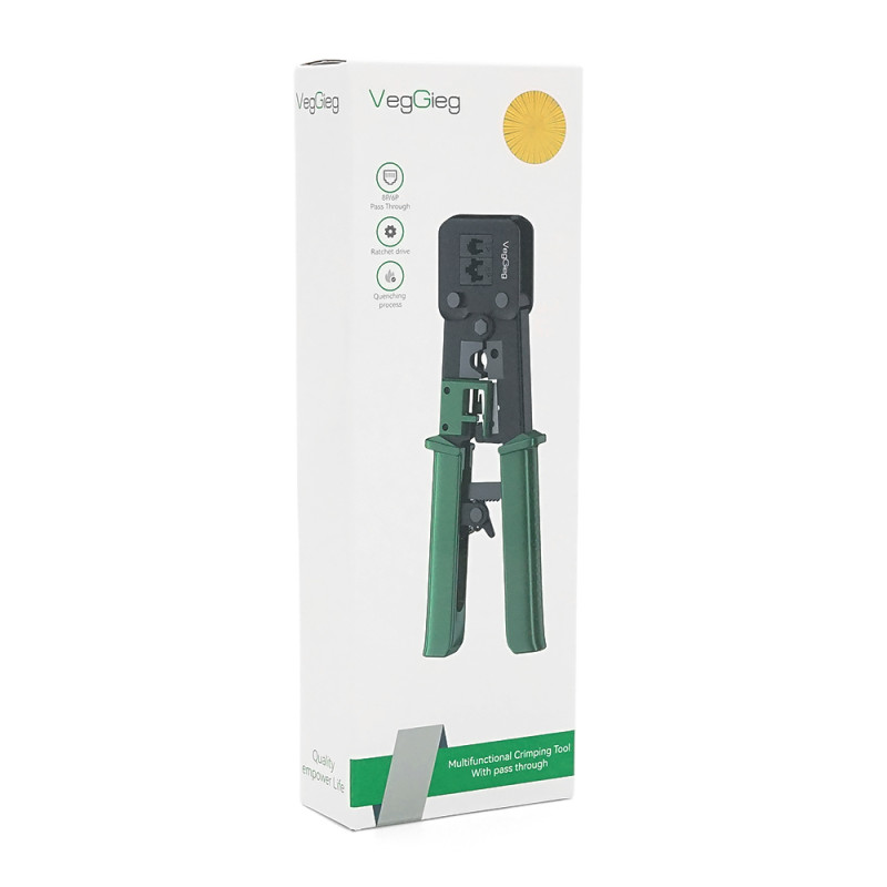Інструмент VegGieg V-E113 для обтискання RJ-45 (8P8C) та RJ-12/11 (6P6C) 4P4C, Чорно/Зелені Q10 Інструмент VegGieg V-E113 для обтискання RJ-45 (8P8C) та RJ-12/11 (6P6C) 4P4C, Чорно/Зелені Q10
