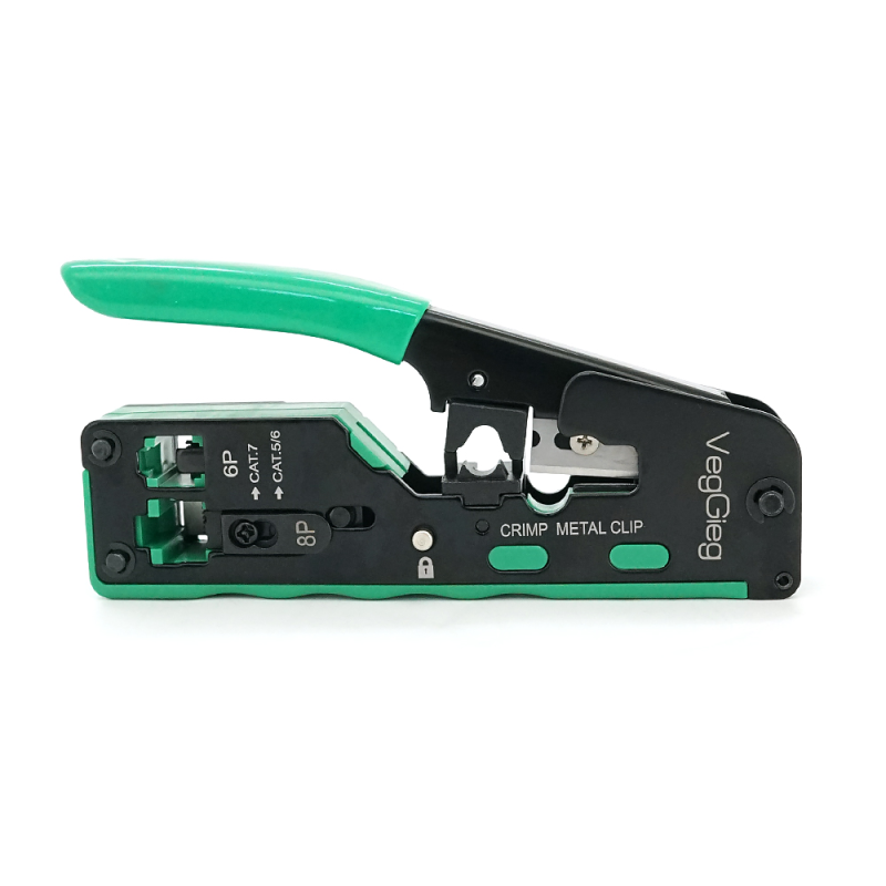 Інструмент VegGieg V-E111 для обтискання RJ-45 (8P8C) та RJ-12/11 (6P6C) 4P4C, Чорно/Зелені Q10 Інструмент VegGieg V-E111 для обтискання RJ-45 (8P8C) та RJ-12/11 (6P6C) 4P4C, Чорно/Зелені Q10