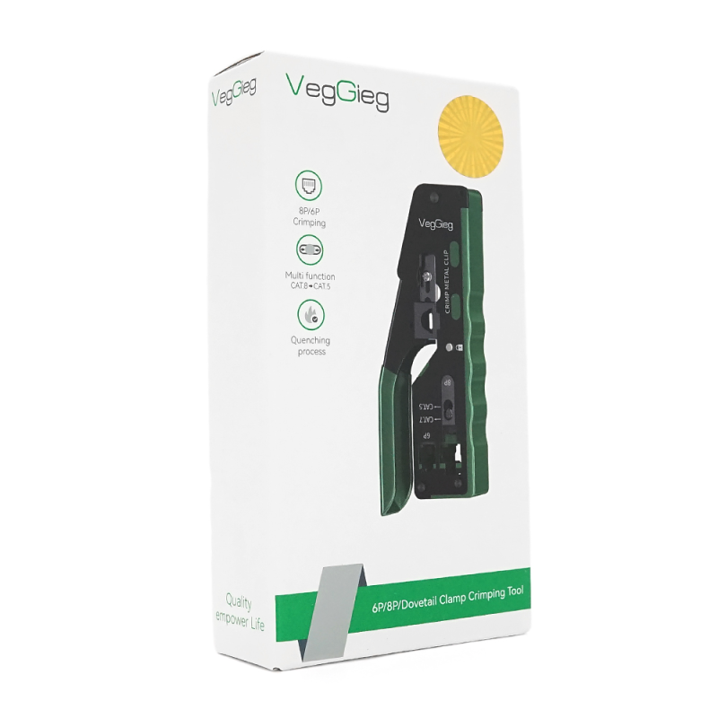 Інструмент VegGieg V-E111 для обтискання RJ-45 (8P8C) та RJ-12/11 (6P6C) 4P4C, Чорно/Зелені Q10 Інструмент VegGieg V-E111 для обтискання RJ-45 (8P8C) та RJ-12/11 (6P6C) 4P4C, Чорно/Зелені Q10