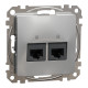 Data socket, Sedna Design & Elements, 2xRJ45 CAT6 UTP, PRO, aluminium