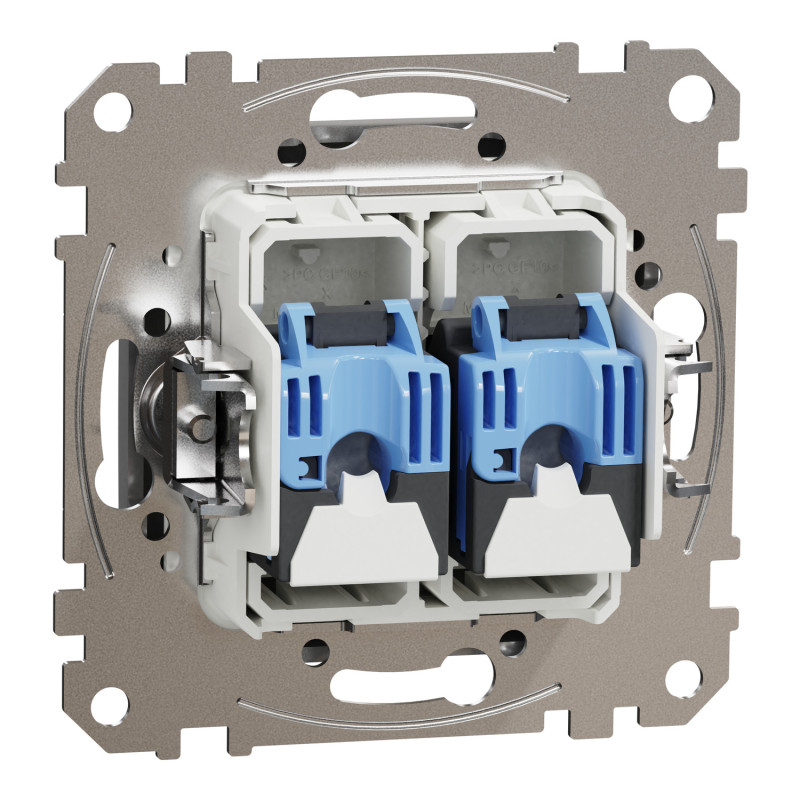 Data socket, Sedna Design & Elements, 2xRJ45 CAT6 UTP, PRO, aluminium