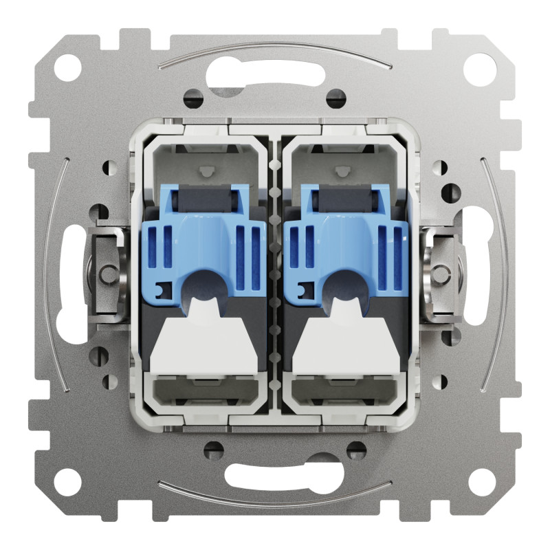 Data socket, Sedna Design & Elements, 2xRJ45 CAT6 UTP, PRO, aluminium