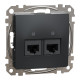 Data socket, Sedna Design & Elements, 2xRJ45 CAT6 UTP, PRO, anthracite