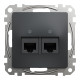Data socket, Sedna Design & Elements, 2xRJ45 CAT6 UTP, PRO, anthracite
