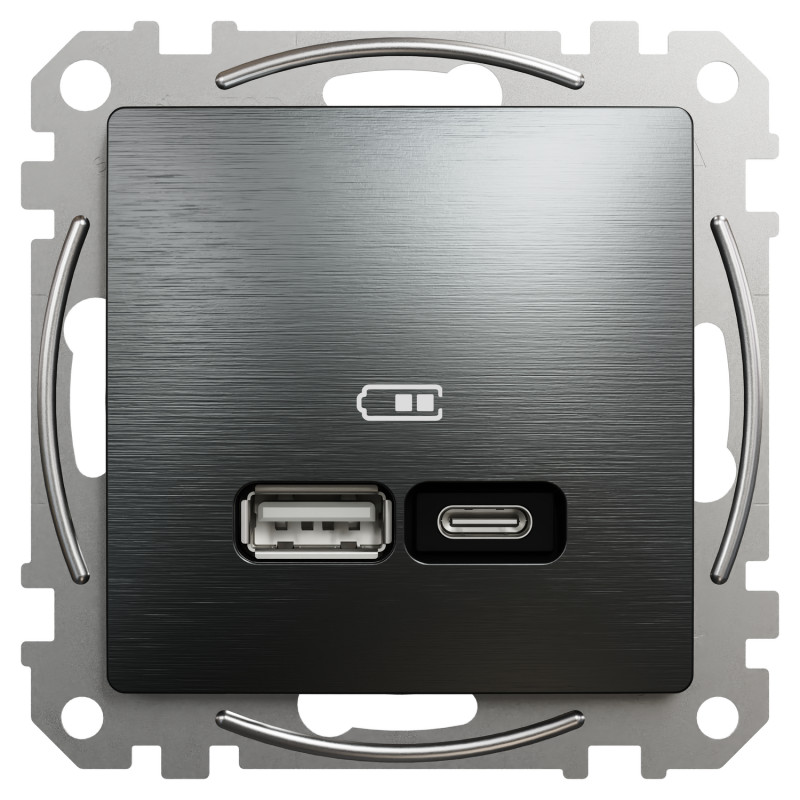 USB розетка А+С, мат титан