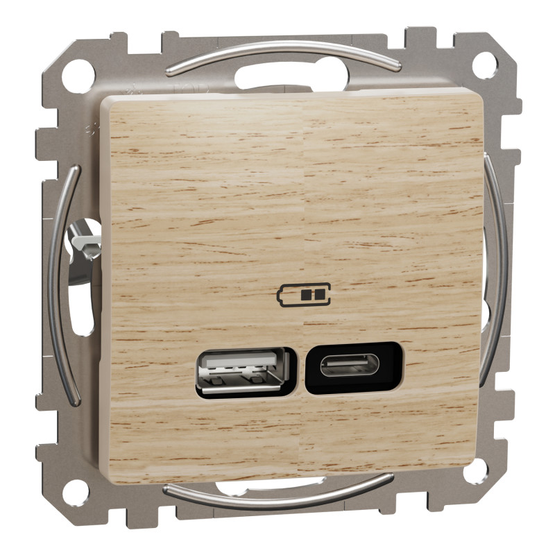 USB розетка А+С, береза