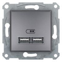 USB РОЗЕТКА 2,1A СТАЛЬ ASFORA