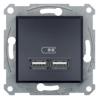 USB РОЗЕТКА 2,1A АНТРАЦИТ ASFORA