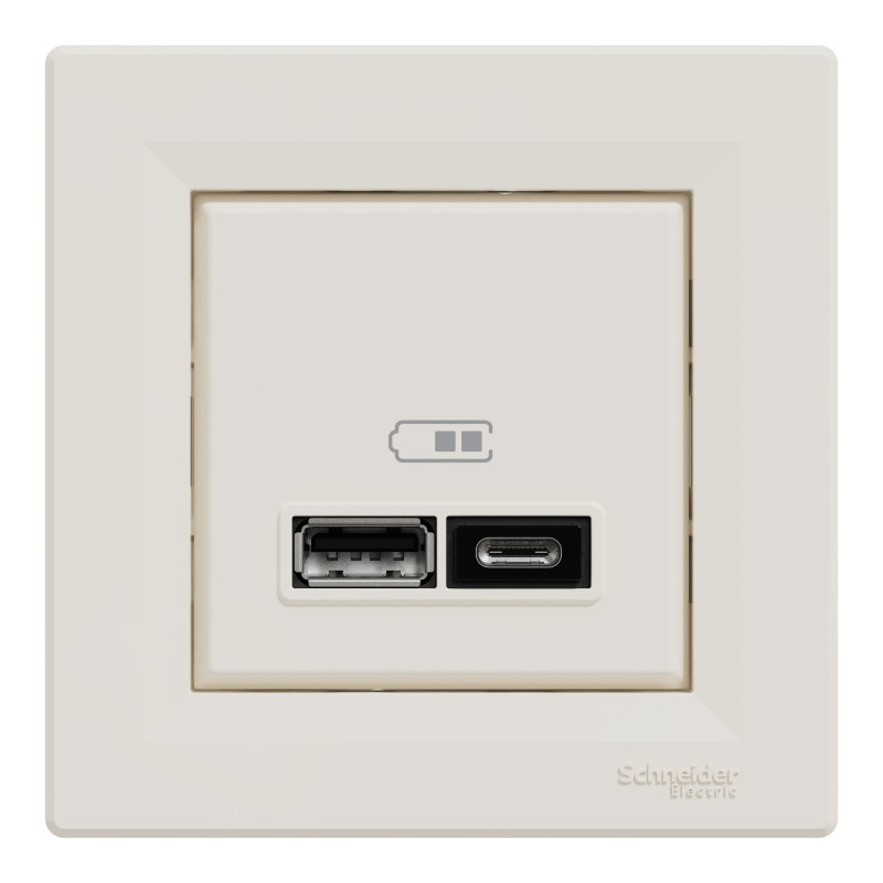 Asfora - double USB charger 2.4 A - cream
