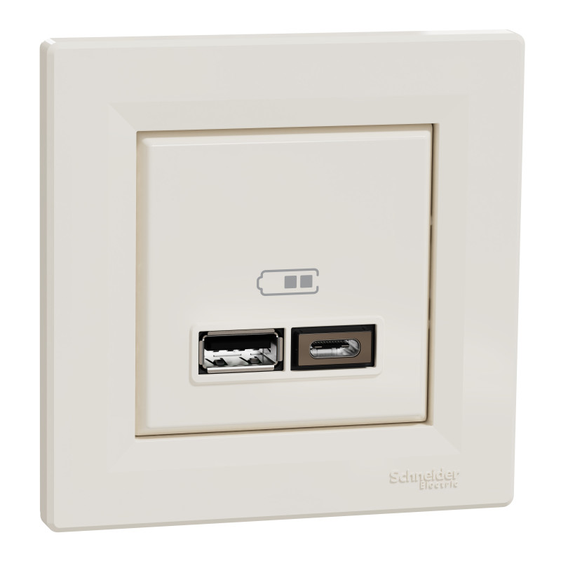 Asfora - double USB charger 2.4 A - cream