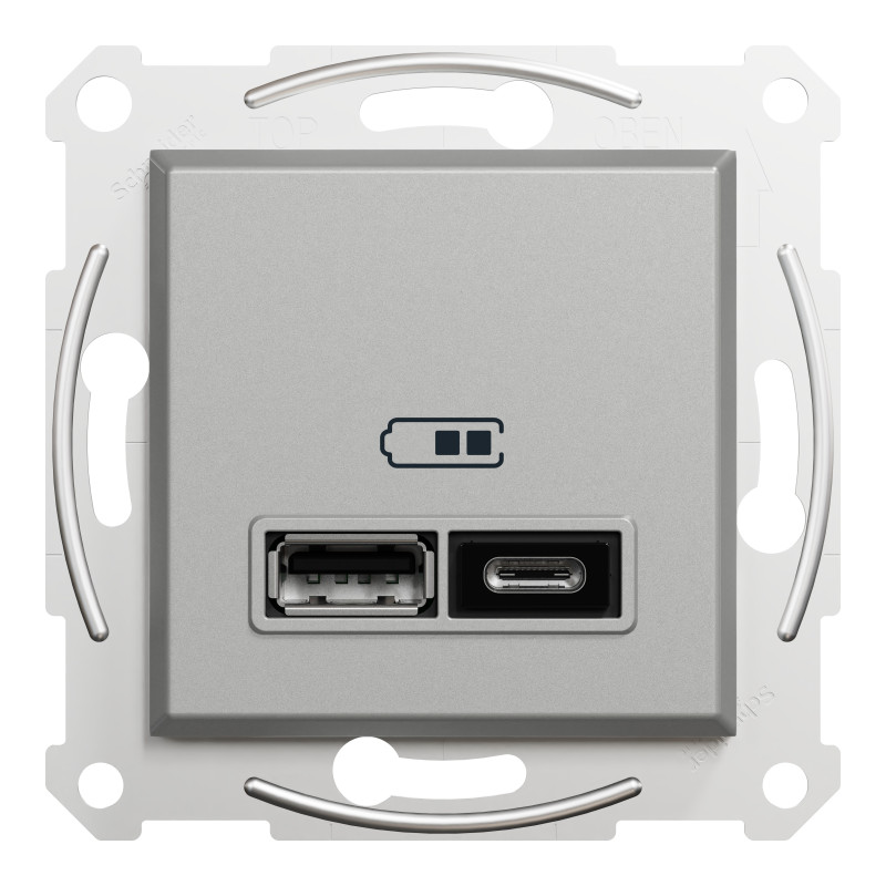 Asfora - double USB charger 2.4 A - aluminium