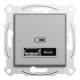 Asfora - double USB charger 2.4 A - aluminium