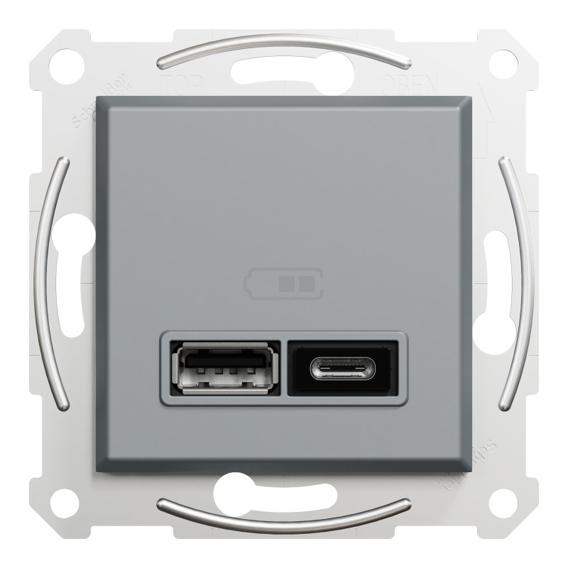 Asfora - double USB charger 2.4 A - steel