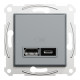 Asfora - double USB charger 2.4 A - steel