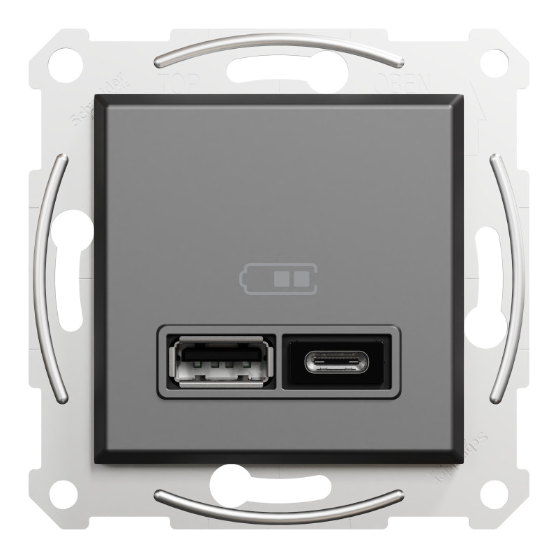 Asfora - double USB charger 2.4 A - anthracite