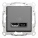 Asfora - double USB charger 2.4 A - anthracite
