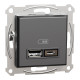 Asfora - double USB charger 2.4 A - anthracite