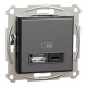 USB розетка А+С, 3 А, 45 Вт, антрацит