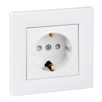 Asfora - single socket outlet with side earth - 16A shutters white 5 pack