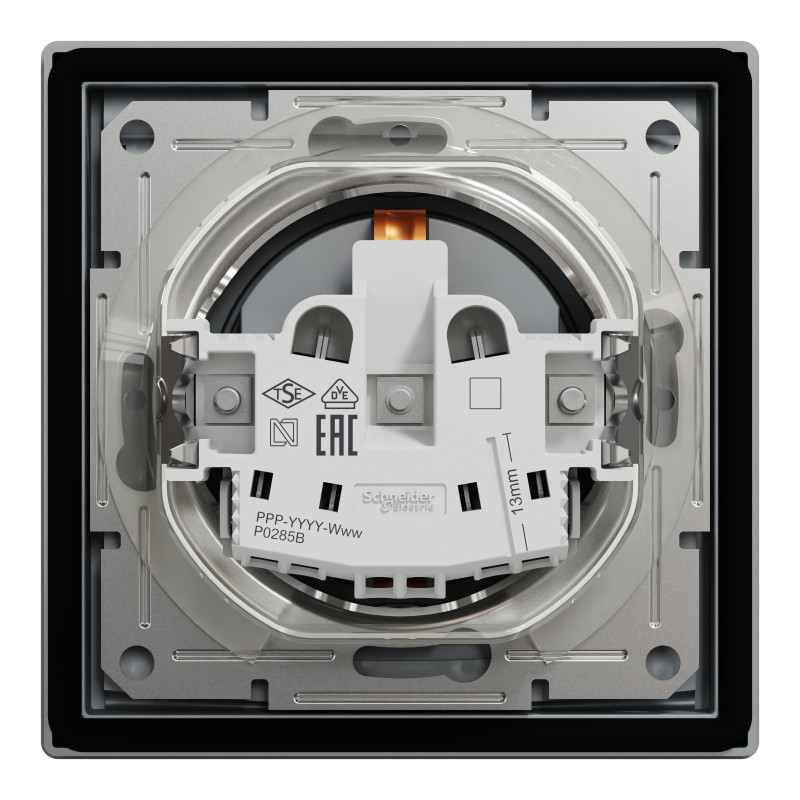 РОЗЕТКА IP44 З КРИШКОЮ, З ЗАЗЕМЛЕННЯМ, З ЗАХИСНИМИ ШТОРКАМИ, СТАЛЬ ASFORA