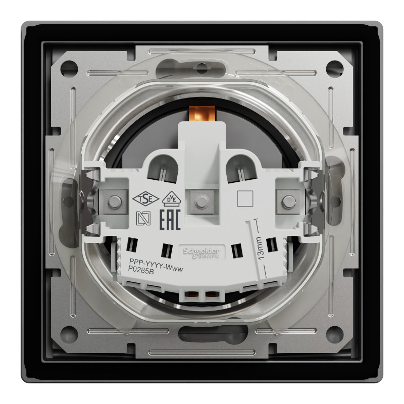 РОЗЕТКА IP44 З КРИШКОЮ, З ЗАЗЕМЛЕННЯМ, З ЗАХИСНИМИ ШТОРКАМИ, АНТРАЦИТ ASFORA