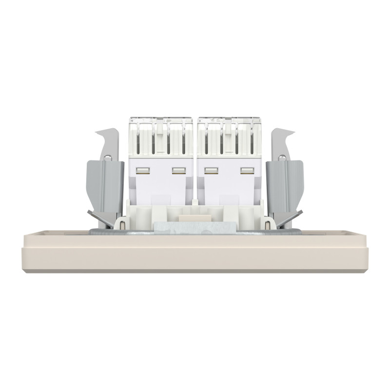 РОЗЕТКА КОМП'ЮТЕРНА RJ45 UTP КАТ. 5Е ПОДВІЙНА КРЕМ ASFORA