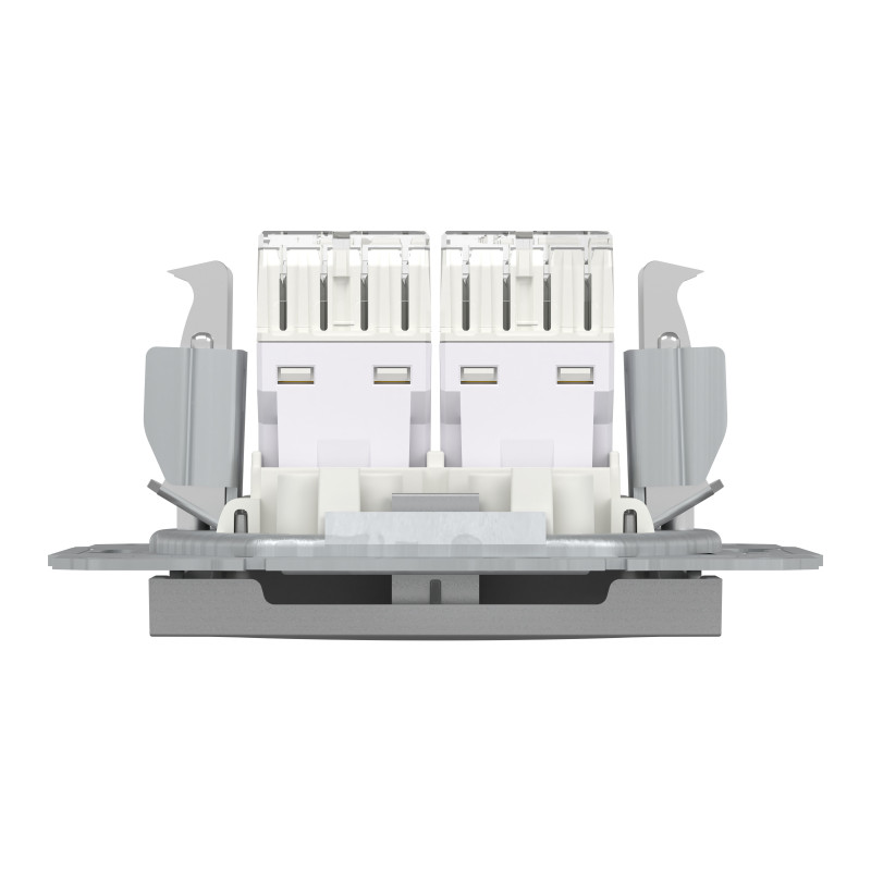 РОЗЕТКА КОМП'ЮТЕРНА RJ45 UTP КАТ. 5Е ПОДВІЙНА ASFORA АЛЮМІНІЙ