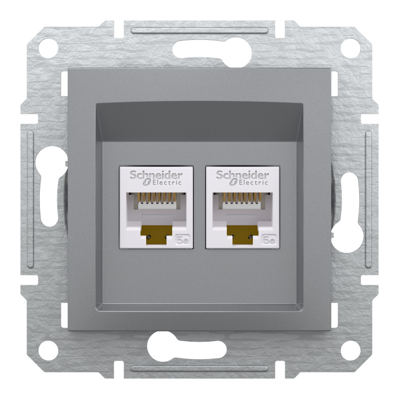 РОЗЕТКА КОМП'ЮТЕРНА RJ45 UTP КАТ. 5Е ПОДВІЙНА ASFORA СТАЛЬ